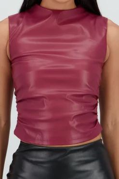Shasa Sleeveless Ruched Solid Top