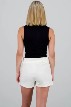 Shasa Sleeveless Seamless Polo Neck Top
