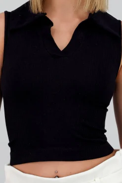 Shasa Sleeveless Seamless Polo Neck Top