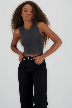 Shasa Sleeveless Solid Round Neck Top