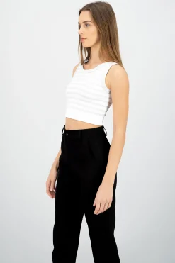 Shasa Sleeveless Striped Crop Top