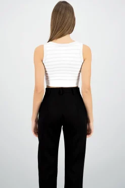Shasa Sleeveless Striped Crop Top