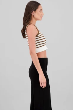 Shasa Sleeveless Striped Crop Top