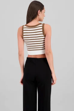 Shasa Sleeveless Striped Crop Top