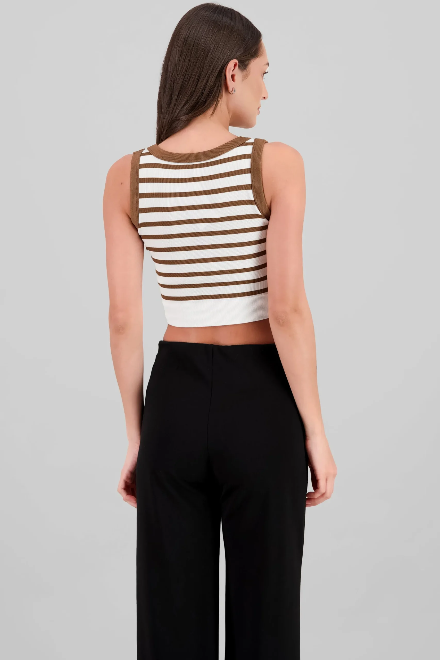 Shasa Sleeveless Striped Crop Top