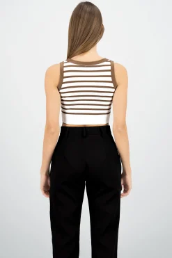 Shasa Sleeveless Striped Crop Top