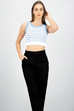 Shasa Sleeveless Striped Crop Top