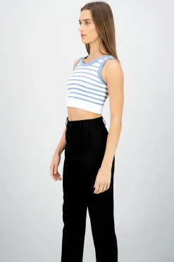 Shasa Sleeveless Striped Crop Top