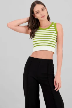Shasa Sleeveless Striped Crop Top