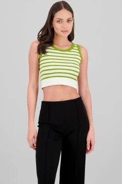 Shasa Sleeveless Striped Crop Top