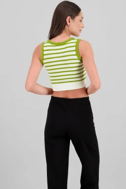 Shasa Sleeveless Striped Crop Top
