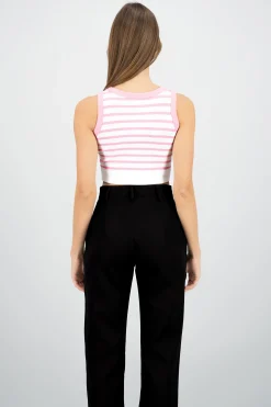 Shasa Sleeveless Striped Crop Top