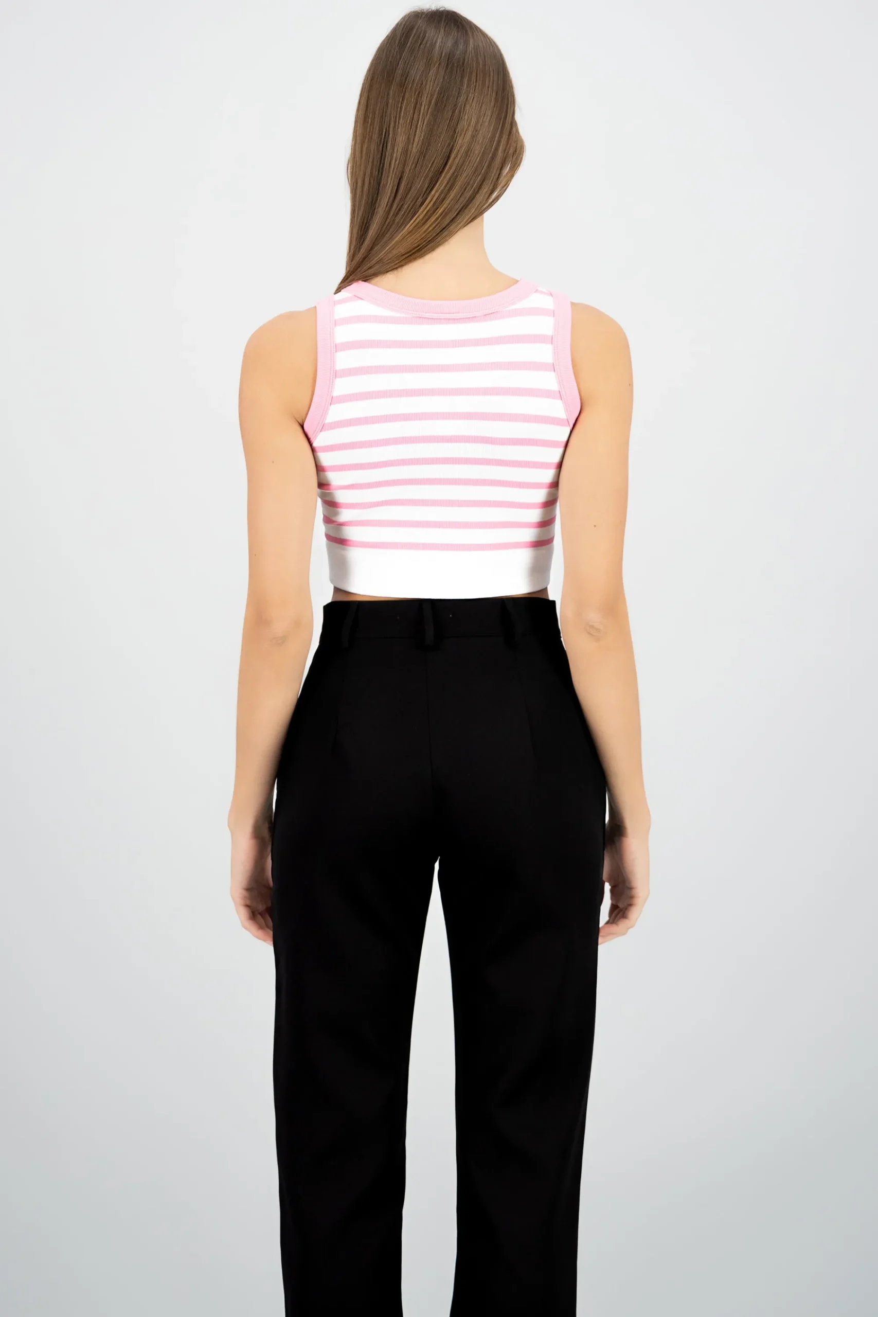 Shasa Sleeveless Striped Crop Top
