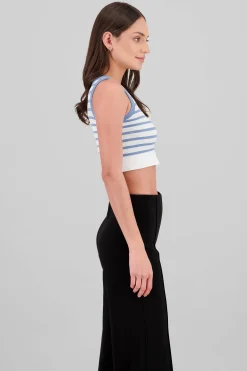 Shasa Sleeveless Striped Crop Top