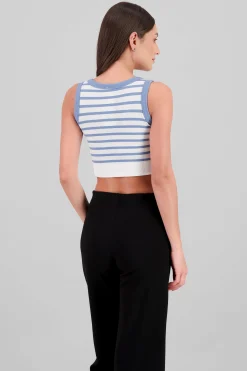 Shasa Sleeveless Striped Crop Top