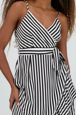 Shasa Sleeveless Striped Ruffled Hem Midi Dress