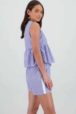 Shasa Sleeveless Striped Top with Bow Detail