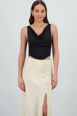 Shasa Sleeveless Top with Draped Neckline