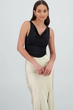 Shasa Sleeveless Top with Draped Neckline