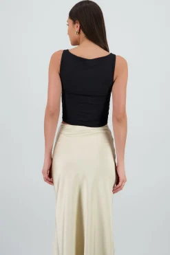 Shasa Sleeveless Top with Draped Neckline