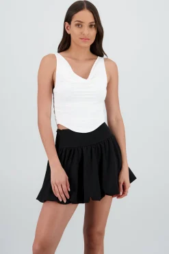 Shasa Sleeveless Top with Draped Neckline
