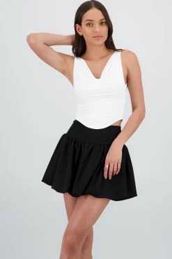 Shasa Sleeveless Top with Draped Neckline