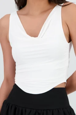 Shasa Sleeveless Top with Draped Neckline