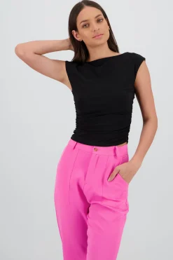 Shasa Sleeveless Top with Ruched Detail