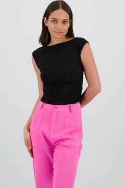 Shasa Sleeveless Top with Ruched Detail