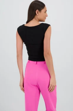 Shasa Sleeveless Top with Ruched Detail