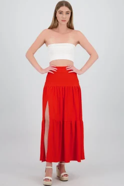 Shasa Slit and Ruffle Maxi Skirt