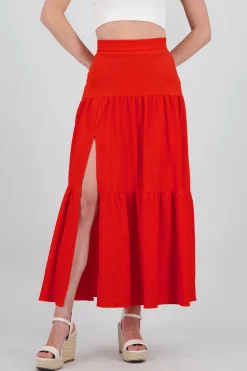 Shasa Slit and Ruffle Maxi Skirt