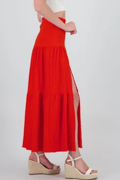 Shasa Slit and Ruffle Maxi Skirt