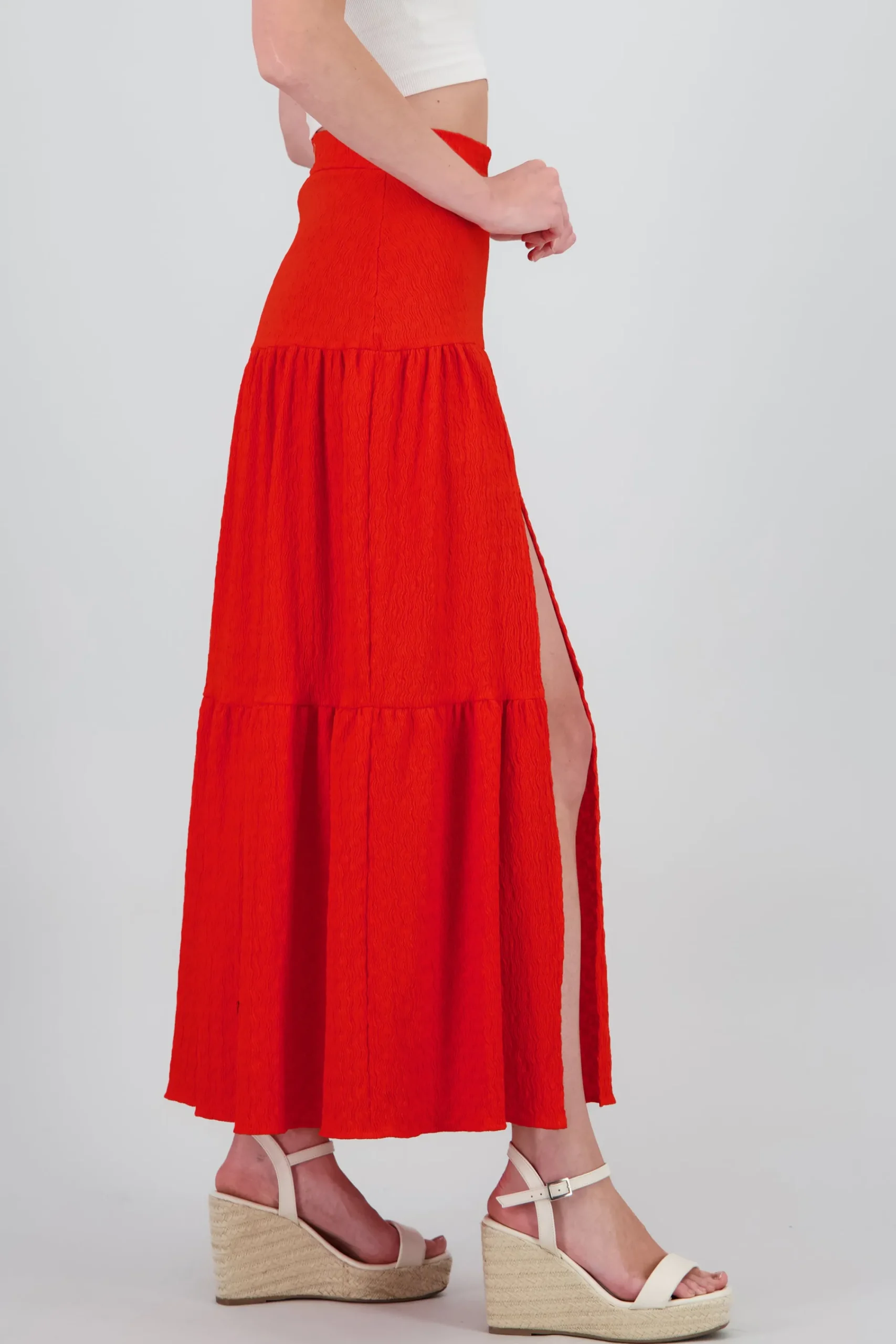 Shasa Slit and Ruffle Maxi Skirt