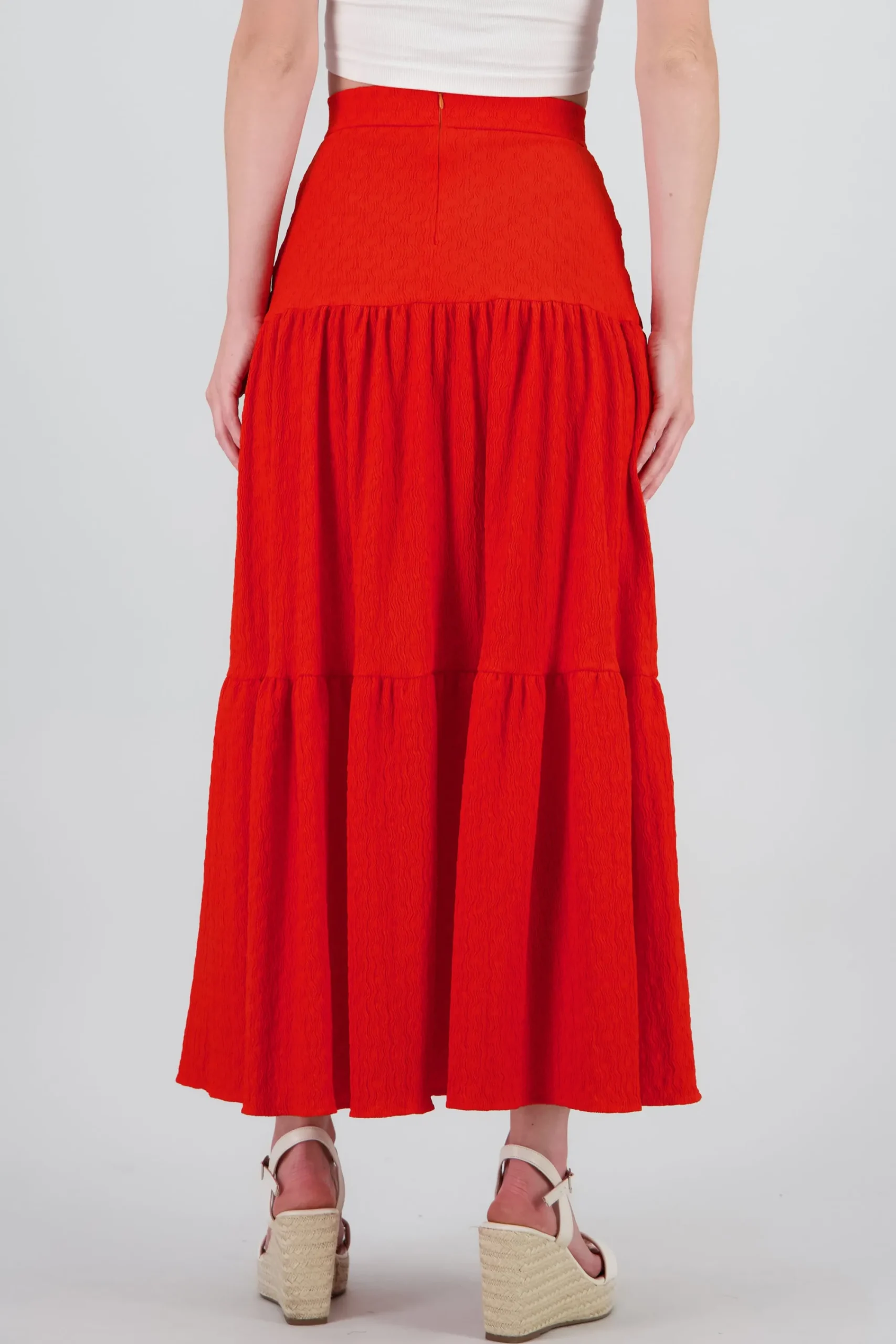 Shasa Slit and Ruffle Maxi Skirt