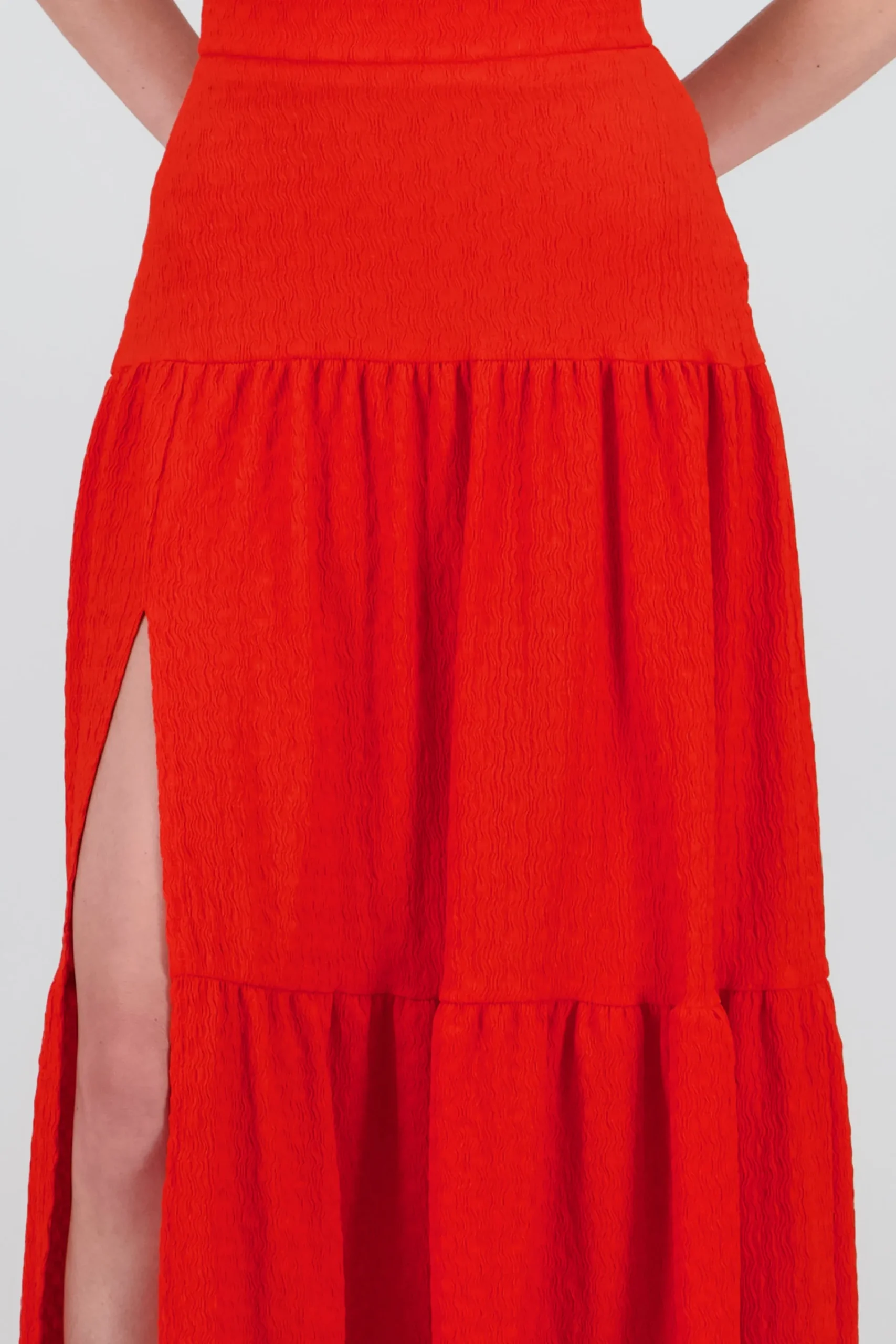 Shasa Slit and Ruffle Maxi Skirt