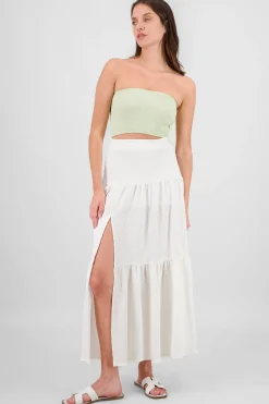 Shasa Slit and Ruffle Maxi Skirt