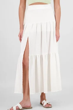 Shasa Slit and Ruffle Maxi Skirt