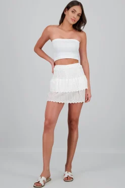 Shasa Smocked Eyelet Skort