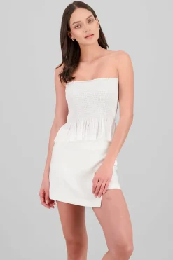 Shasa Smocked Strapless Top