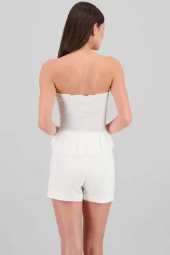 Shasa Smocked Strapless Top