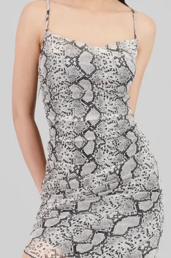 Shasa Snake Print Mesh Dress