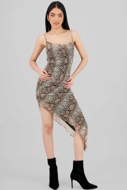 Shasa Snake Print Mesh Dress