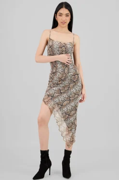 Shasa Snake Print Mesh Dress
