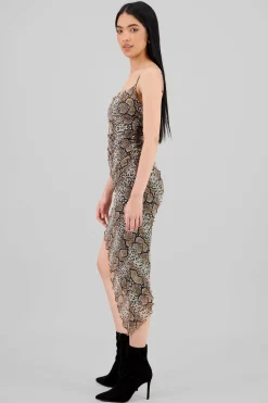 Shasa Snake Print Mesh Dress
