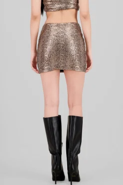 Shasa Snake Print Sequin Mini Skirt