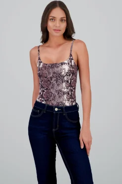 Shasa Snake Print Strap Bodysuit