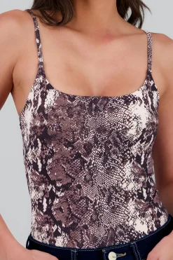 Shasa Snake Print Strap Bodysuit