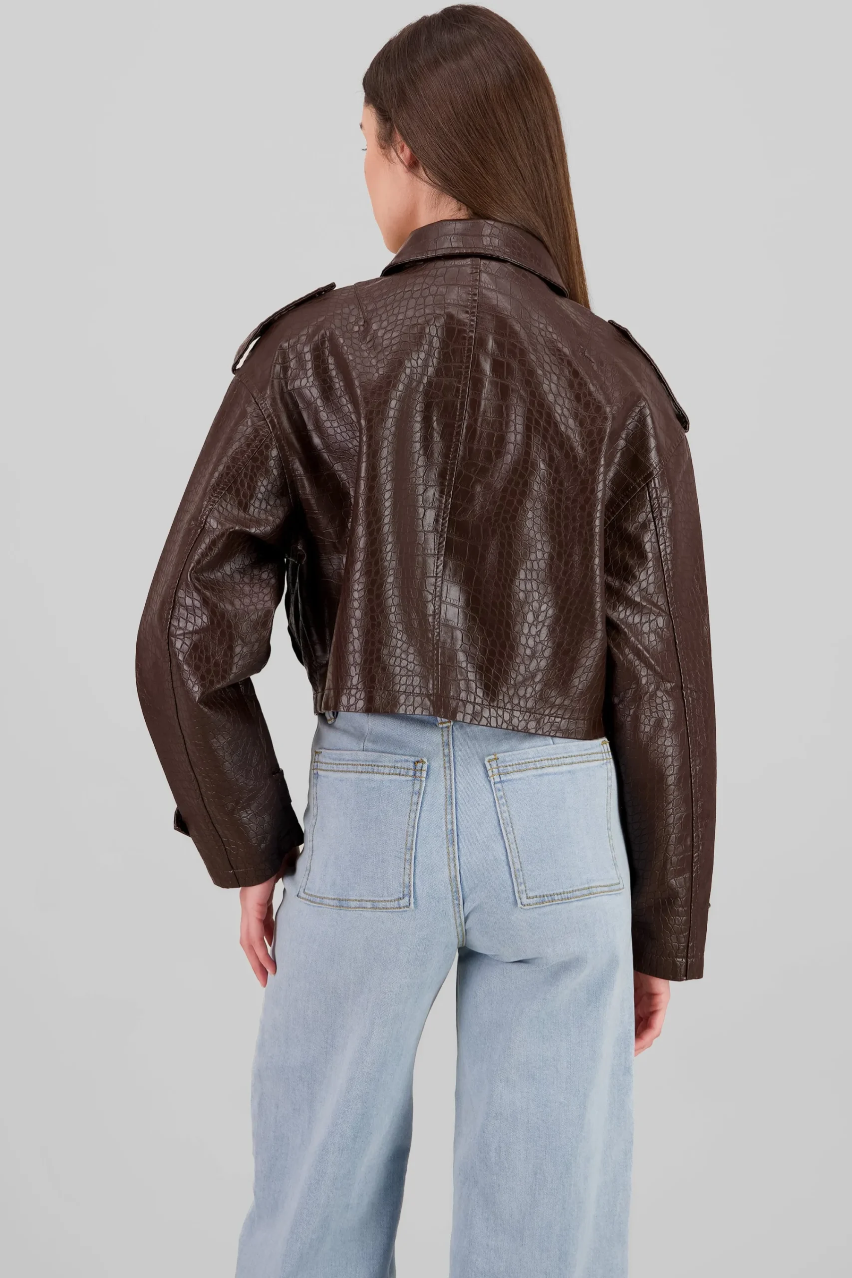 Shasa Snake Textured Leather Jacket