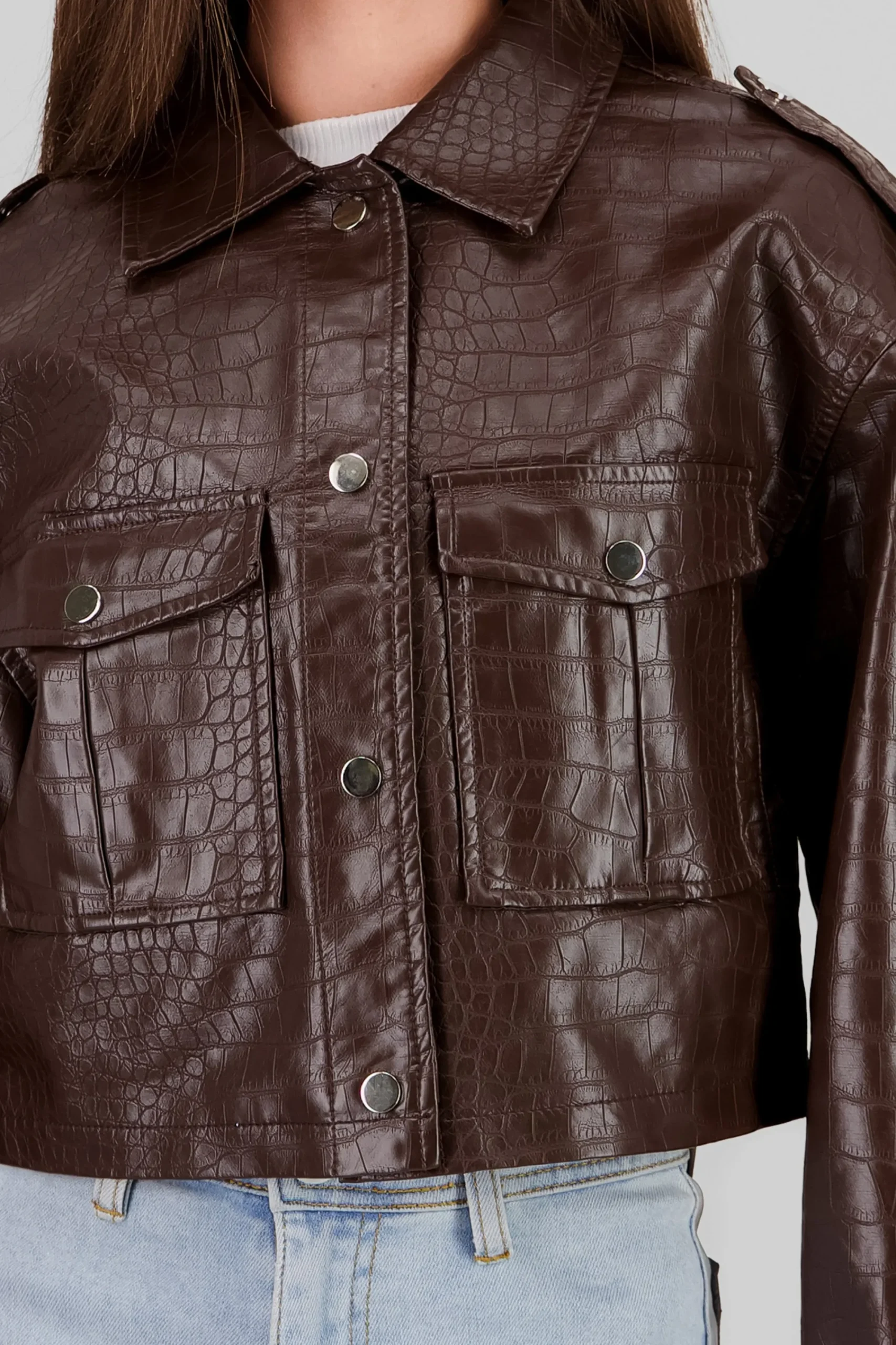 Shasa Snake Textured Leather Jacket